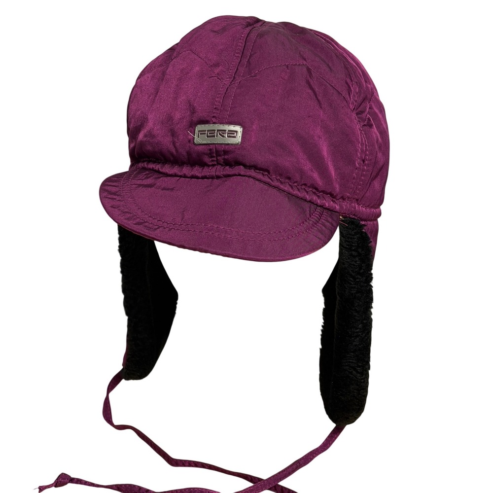 Vintage Fera Purple‎ Trapper Ski Hat Faux Fur Ear Flaps